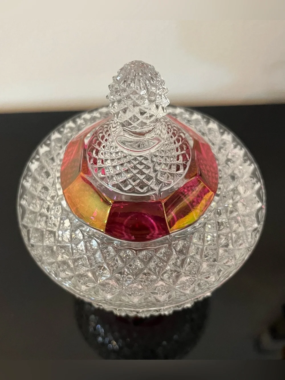 Vintage 1950s Westmoreland Ruby Red Pedestal Glass Candy Dish w/ Lid